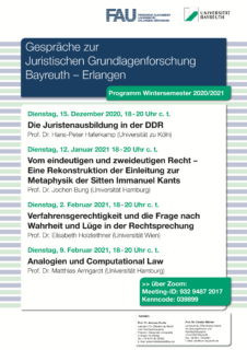 Zum Artikel "Gespräche zur Juristischen Grundlagenforschung Bayreuth – Wintersemester 2020/2021"