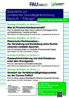 Zum Artikel "Gespräche zur Juristischen Grundlagenforschung Bayreuth – Sommersemester 2021"