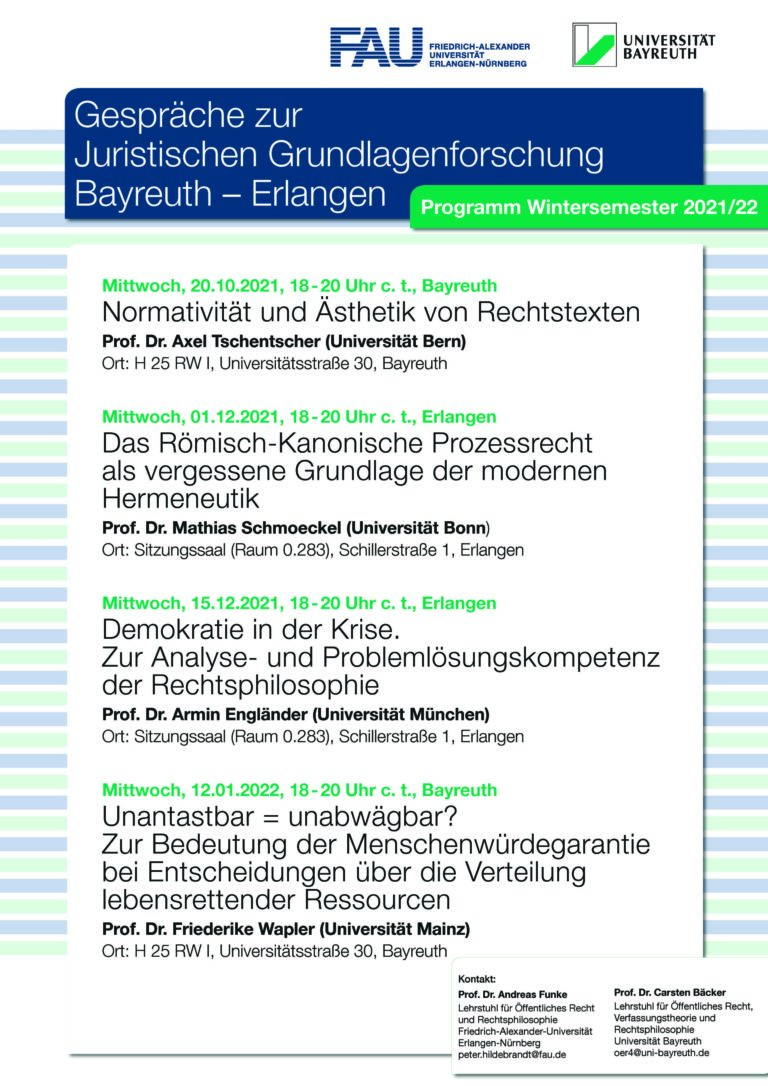 Gespräche zur Juristischen Grundlagenforschung Bayreuth – Erlangen